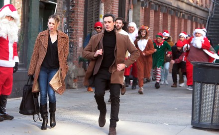 Dylan Penn, Reid Scott on the set of Netflix's Charlie in the Pandemic at the Meatpacking District in New York City