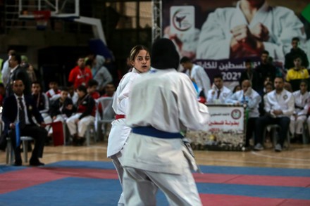 Palestinian players fight during 