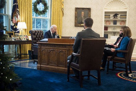 President Joe Biden holds a call with President Volodymyr Zelenskyy of Ukraine at the White House, Washington, District of Columbia, USA - 09 Dec 2021
