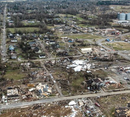 Tornado destruction in Kentucky, Mayfield, USA - 11 Dec 2021 Stock ...