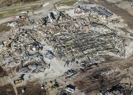 Tornado destruction in Kentucky, Mayfield, USA - 12 Dec 2021 Stock ...