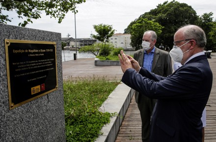 A plaque in Rio de Janeiro commemorates the 500 years of the first voyage around the world, Brazil - 15 Dec 2021
