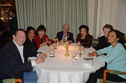 Dame Joan Collins with Sir Michael Caine and family at Langan's Brasserie, London, UK - 15 Dec 2021