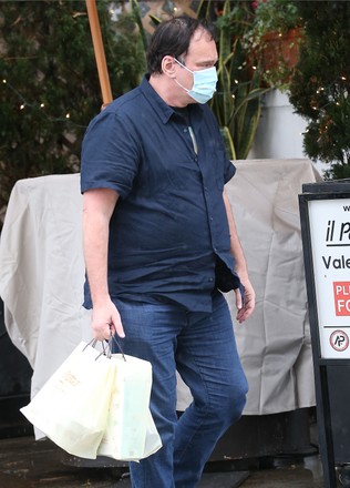 Exclusive - Director Quentin Tarantino leaving Il Pastaio in Beverly Hills, Los Angeles, California, USA - 14 Dec 2021