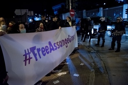 Protest In Support Of Julian Assange In Athens, Greece - 20 Dec 2021