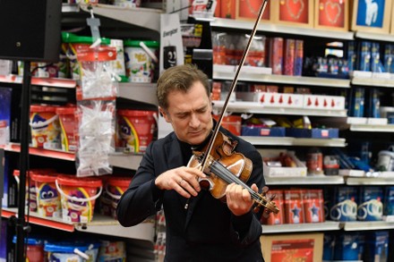 Violinist Renaud Capucon concert in a supermarket, Paris, France - 13 Dec 2021