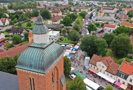 Skänningemarken, market, aerial view, Skänninge, Sweden - 07 Aug 2019 ...