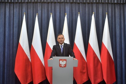 Polish President Andrzej Duda press conference, Warsaw, Poland - 27 Dec 2021