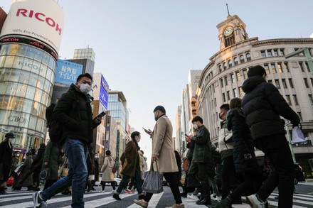 Pedestrians Walk Ginza Central Tokyo Japan Editorial Stock Photo