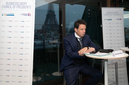Press conference by Geoffroy Roux de Bezieux CEO of MEDEF and Pierre Gattaz CEO of Business Europe, Paris, France - 26 Nov 2021