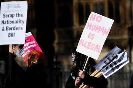 Nationality And Borders Bill Protest, London, UK - 05 Jan 2022 Stock ...