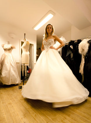 Elizabeth Emanuel wedding dress fitting for Elizabeth Minett at her Maida Vale studio, London, Britain - 21 Jan 2011