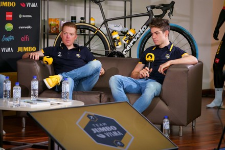 Jumbo-Visma head of performance Mathieu Heijboer and Jumbo-Visma sports  director Merijn Zeeman pictured during the media day of Dutch cycling team Jumbo  Visma in Mutxamel, Alicante, Spain, Tuesday 11 January 2022, in