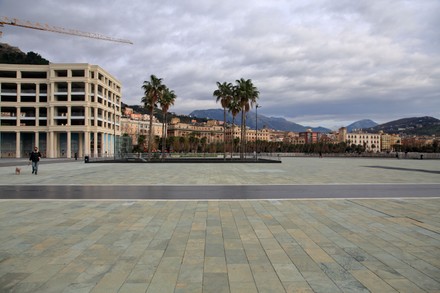 Salerno: The new Piazza della Libertà on the city's seafront, Campania / Salerno, Italy - 09 Jan 2022