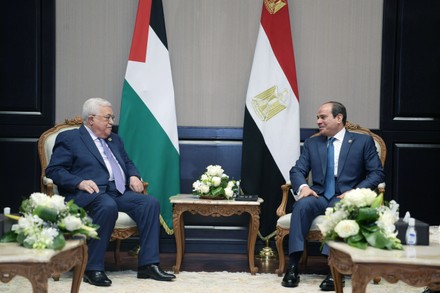 Palestinian President Mahmoud Abbas meets with Egyptian President Abdel-Fattah el-Sissi, in Egypt, Cairo, Egypt - 11 Jan 2022