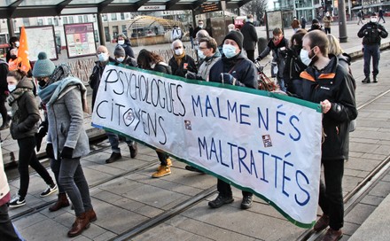 Francois Ruffin at the health demonstration, Le Mans, France - 11 Jan 2022