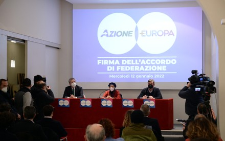 Signature of the federation agreement between Action and + Europe, Rome, Italy - 12 Jan 2022