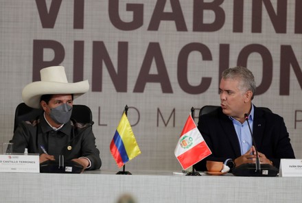 Castillo arrives in Colombia to meet with Duque and the binational cabinet, Villa De Leyva - 13 Jan 2022