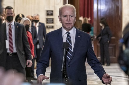 U.S. President Joe Biden Leaves Senate Democratic Caucus Meeting, Washington, District of Columbia, United States - 13 Jan 2022