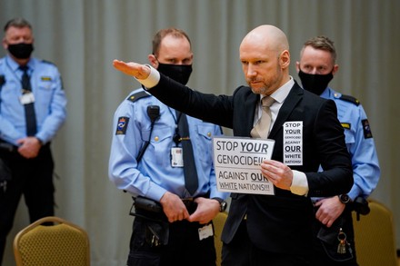Court hearing for convicted terrorist Breivik's parole request, Skien, Norway - 18 Jan 2022