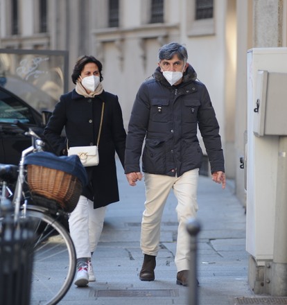 Exclusive - Vincenzo Salemme and Albina Fabi out and about, Milan, Italy - 13 Jan 2022