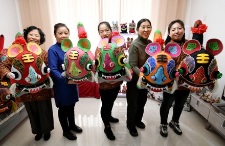 Intangible Cultural Heritage "five element tigers" for the Spring Festival, Xuanhua, China - 19 Jan 2022