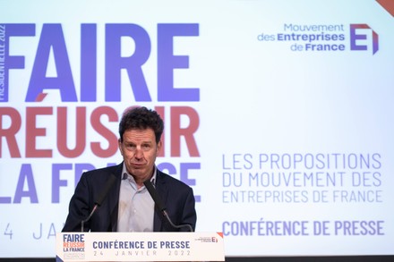 Press conference by President Geoffroy Roux de Bézieux, Paris, France - 24 Jan 2022