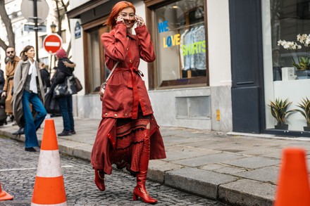 Street Style, Paris Fashion Week, Womenswear, France - 29 Feb 2020
