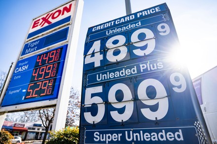 Fuel Prices Displayed Outside Exxon Gas Editorial Stock Photo - Stock ...