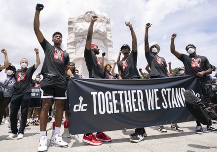 Members of the Washington Wizards and Mystics rally for Juneteenth at the Martin Luther King JR. Memorial, District of Columbia, United States - 19 Jun 2020