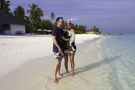 Sarah Harding and Tom Crane celebrating their engagement on Velassaru, The Maldives - 21 Jan 2011