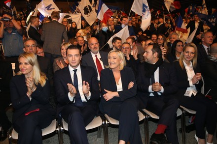 Reims: Marine Le Pen arrives in the auditorium at presidential convention, france - 05 Feb 2022