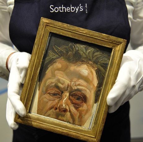 Rediscovered ' Self-portrait With A Black Eye' By Lucien Freud At Expected To Achieve A3-4million At The Sotherby's Auction Pictures By Glenn Copus