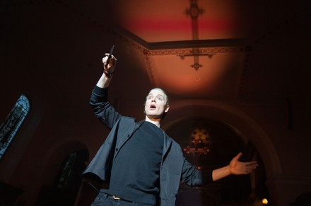 Hamlet. Play performed by Guilford Shakespeare Company at the Holy Trinity Church, Guilford, West Sussex, UK - 08 Feb 2022