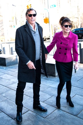 Sarah Palin and Ron Duguay arrive at court for defamation trial, Pearl St, New York, USA - 09 Feb 2022
