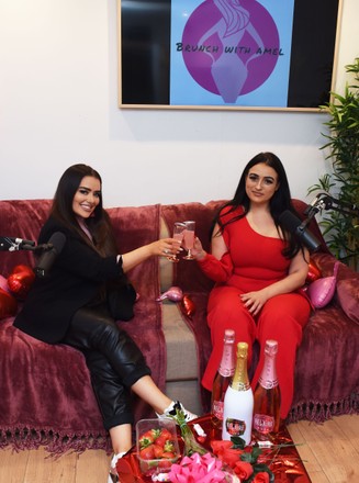 Exclusive - Brunch With Amel presenter Amel Rachedi welcomes MAFS star Amy Christopher for a Galentines special interview, London, UK - 09 Feb 2022