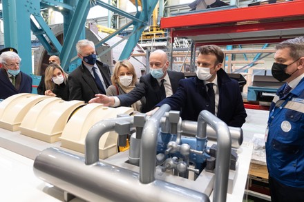 President Macron visits GE Steam Power System, Belfort, France - 10 Feb 2022