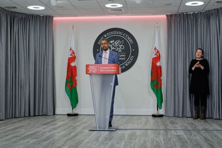 Coronavirus press conference, Welsh Government building, Cardiff, Wales, UK - 11 Feb 2022