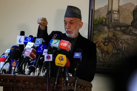 Former Afghan president press conference, Kabul, Afghanistan - 13 Feb 2022
