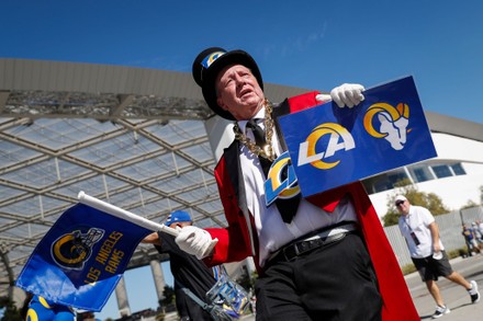 Rams Fan Wears Horns Hat Outside Editorial Stock Photo - Stock Image