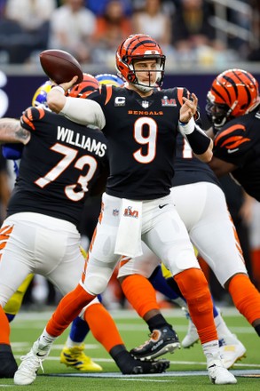 Cincinnati Bengals quarterback Joe Burrow looks to pass during the