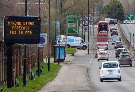 Sign Displays Weather Warning High Winds Editorial Stock Photo