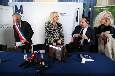 Villers Cotterets: Marine Le Pen gives a press conference on the theme of the French language, france - 15 Feb 2022