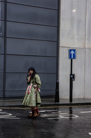 Street Style, Autumn Winter 2022, London Fashion Week, UK - 19 Feb 2022