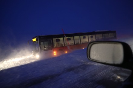 Seasonal weather, snowstorm, Vadstena, Sweden - 21 Feb 2022