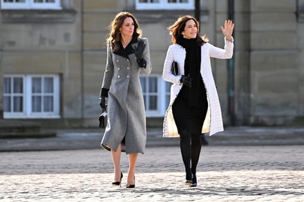Catherine Duchess of Cambridge and Crown Princess Mary at the Amalienborg Courtyard, Copenhagen, Denmark - 23 Feb 2022