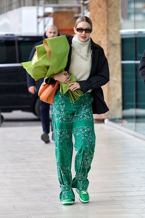 Gigi Hadid Seen During Milan Fashion Editorial Stock Photo - Stock Image