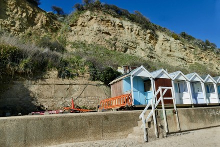 New beach huts for Swanage to help stabilise cliffs, Swanage, Dorset, UK - 25 Feb 2022