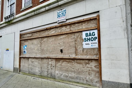 Boarded up Reading shops show how the Coronavirus pandemic and other factors have decimated the town., Town Centre, Reading, UK - 28 Feb 2022