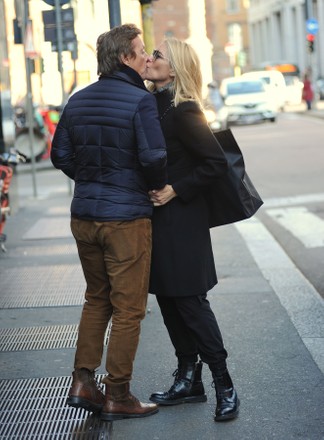 Valeria Mazza walks with her husband Alejandro Gravier in Milan, Italy - 01 Mar 2022